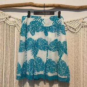 Worthington Dressy Beachy Monstera Plant Printed Skirt Sz 14